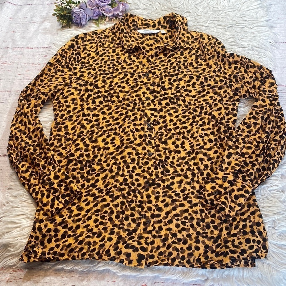 & Other Stories Leopard Print Button Down Shirt sz 4